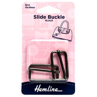 Hemline Slide Buckle Nickel Black 30mm