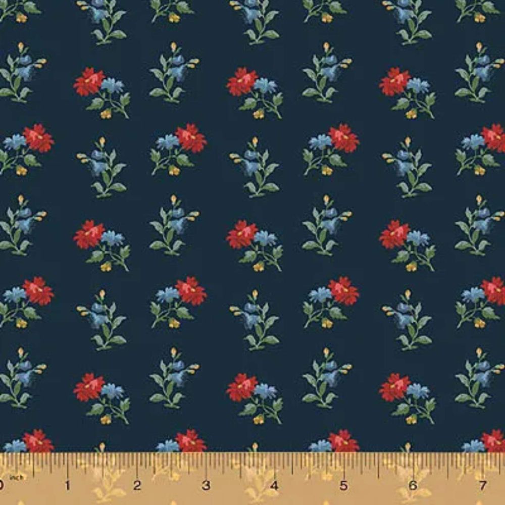 Camilla Fabric: Boutonniers Navy (per 1/4 metre)