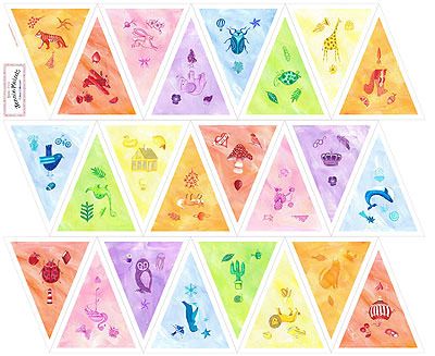 Jennie Maizels Colour Collection fabric: Jennie's Rainbow Bunting Panel Lewis and Irene