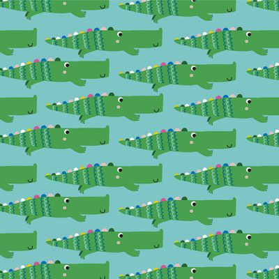 Rainbow Friends Fabric: Alligators Blue (per 1/4 metre)