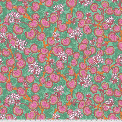 Kaffe Fassett Collective: Climbing Geraniums Duck Egg (per 1/4 metre)