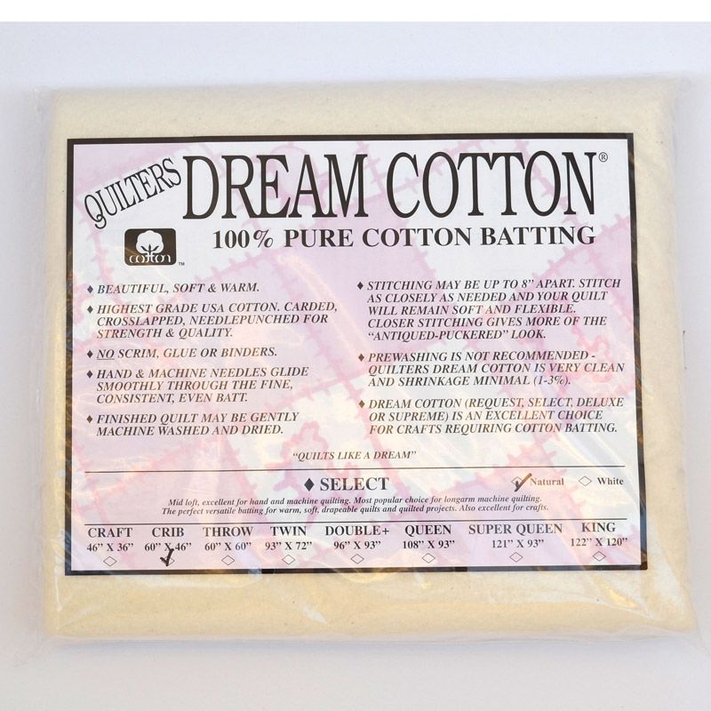 Quilters Dream Cotton Wadding, Natural Select Crib Size