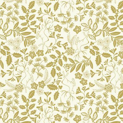 Noel Fabric: Reindeers & Foliage Cream/Gold (per 1/4 metre)