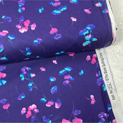 Modern Quilt Back:Ginkgo Leaf Purple (per 1/4 metre)