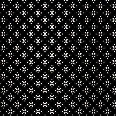 Nellie's Shirtings Fabric: Star Flower Black (per 1/4 metre)