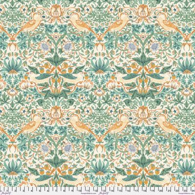 William Morris Buttermere Fabric: Strawberry Thief Mint (per 1/4 metre)