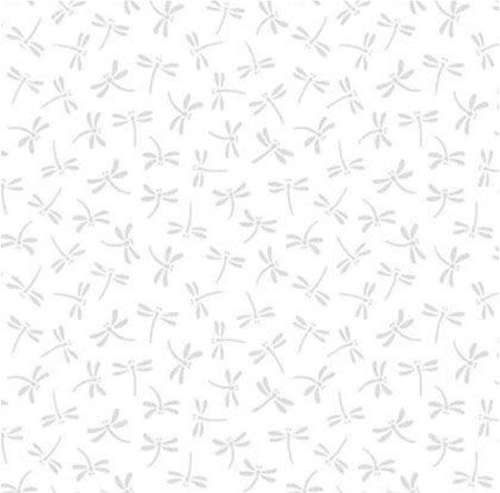 Ramblings Fabric: Dragonflies, White on White