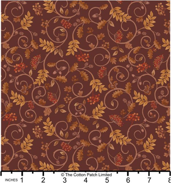 Cranbourne Chase fabric: Cranbourne Scroll on Conker