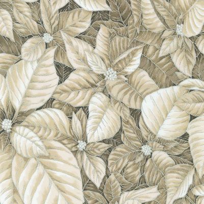 Holiday Flourish Snow Flower fabric Poinsettia Taupe (per 1/4 metre)