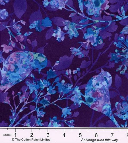 Modern Florals fabric: Feather and Flora, Eggplant