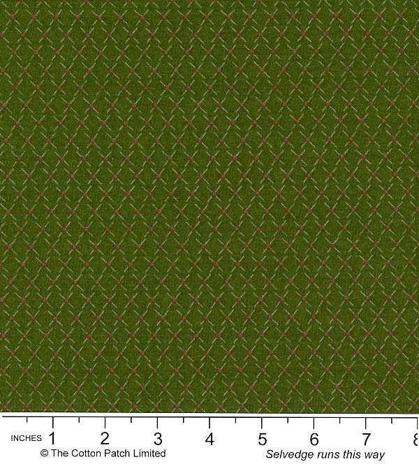 Classic Coordinates Fabric: Diamond and Dots Dark Green (per 1/4 metre)