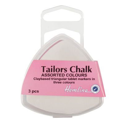 Hemline Tailors Chalk: Assorted Colours: Triangle: Pack of 3