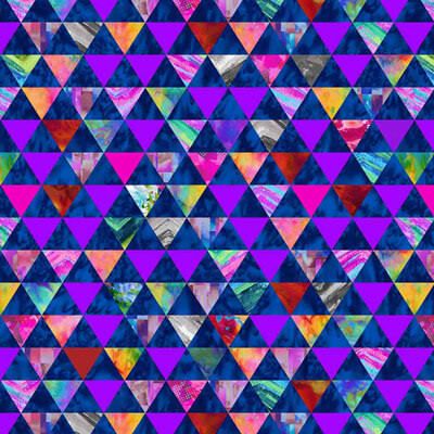 Geofetti Fabric: Multi Triangles Navy (per 1/4 metre)