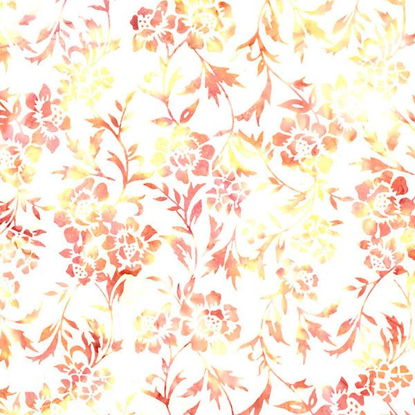 Bali Handpaints fabric: Floral, Creamsicle