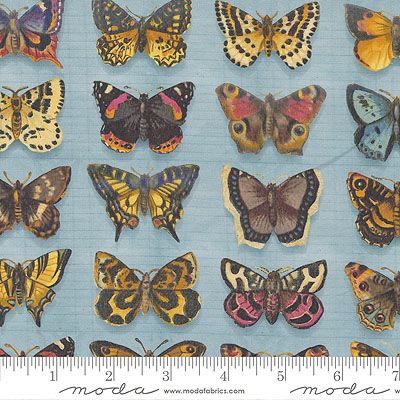 Junk Journal fabric: Butterflies Sky (per 1/4 metre)