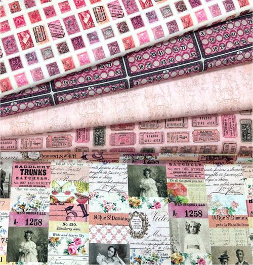 Tim Holtz Eclectic Elements Palette Pink Fat Quarter Pack