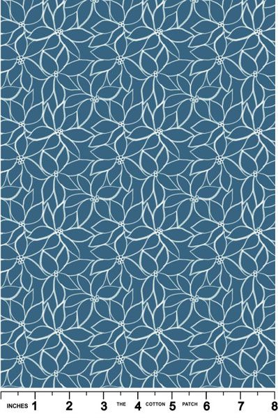 Hajime fabric: Linear Flower on Blue