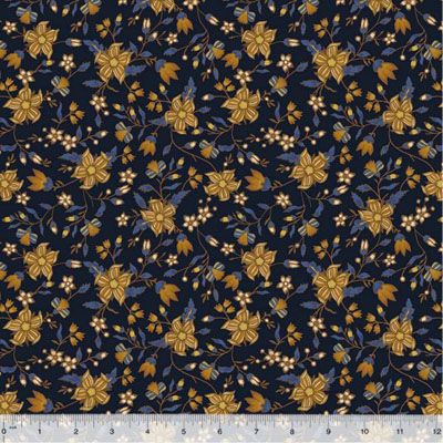 Alexandra Fabric: Vining Navy (per 1/4 metre)