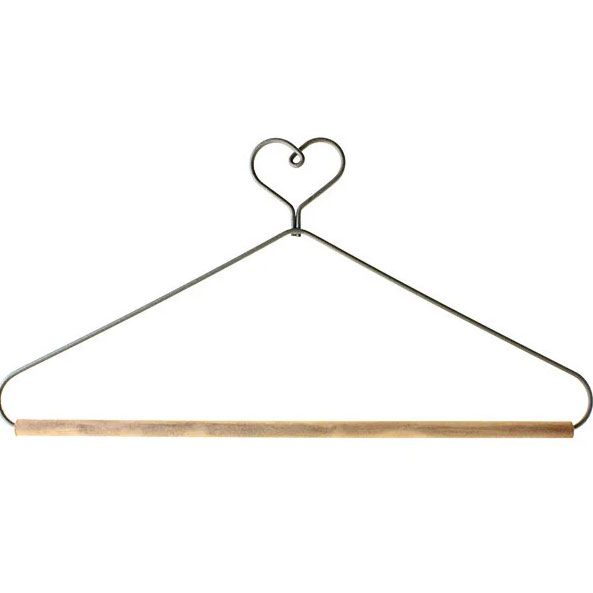 Wire Hanger  6' Heart hanger with stained dowel