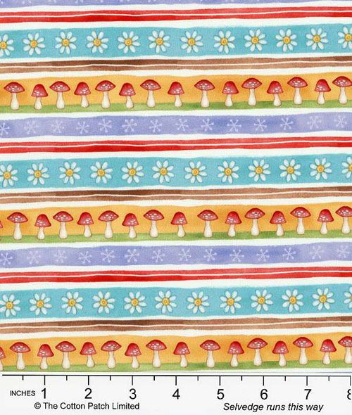 Better Gnomes and Gardens fabric: Mushroom Stripe