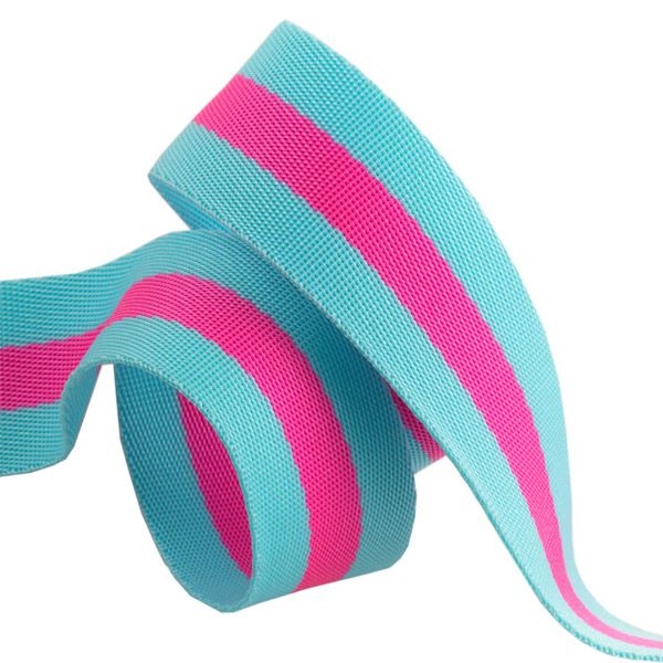 Tula Pink Webbing Aqua and Hot Pink 1.5 Inch 2 yards