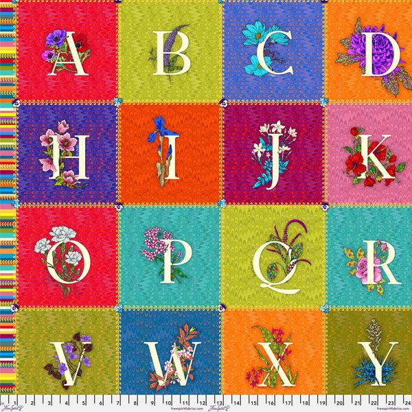 Language of Flowers Fabric: Alphabet Panel 36'