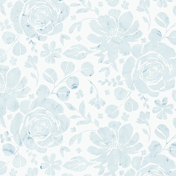 Bali Handpaints fabric: Large Mixed Floral, Snow