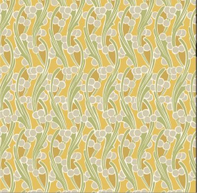 Fleur Nouveau fabric: Seaweed Yellow (per 1/4 metre)