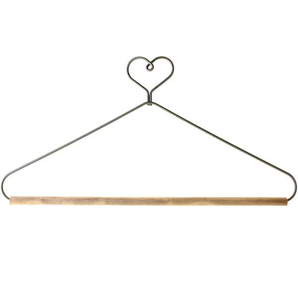 Wire Hanger  12' Heart hanger with stained dowel