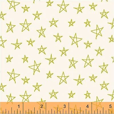 Notepad fabrics: Handdrawn Stars Lime/White (per 1/4 metre)