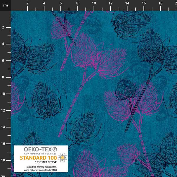 Colour Garden fabrics: Teasels Turquoise