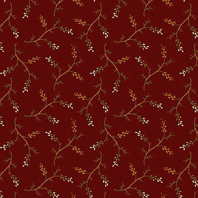 Hello Fall Fabric: Sprigs Red (per 1/4 metre)