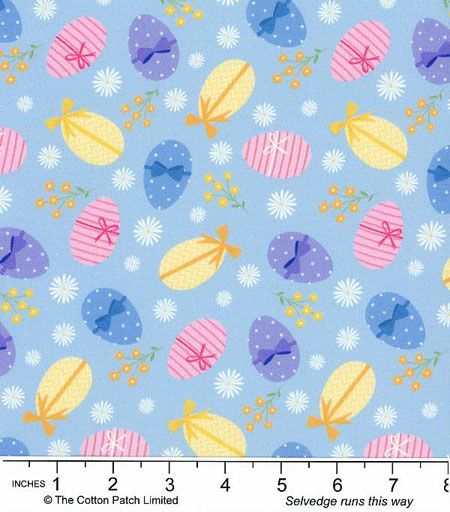 Sweet Spring Fabric: Easter Egg Toss, Blue