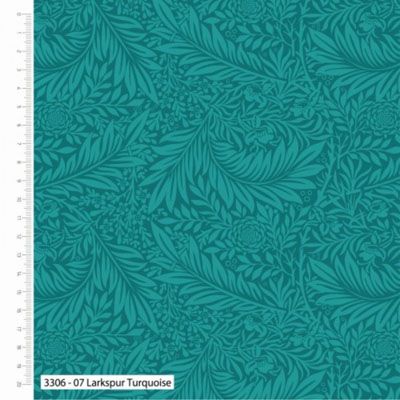 William Morris Quilt Back Fabric: Larkspur Turquoise 108"