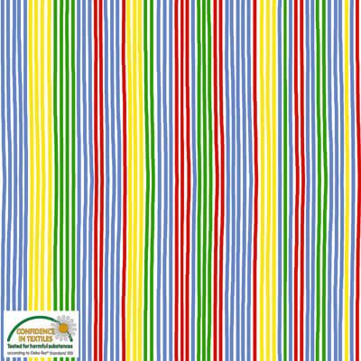 Bobbi's Picnic Fabric: Bright Stripe Multi (per 1/4 metre)