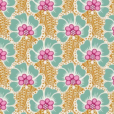 Tilda Cotton Beach: Ocean Flower Honey (per 1/4 metre)