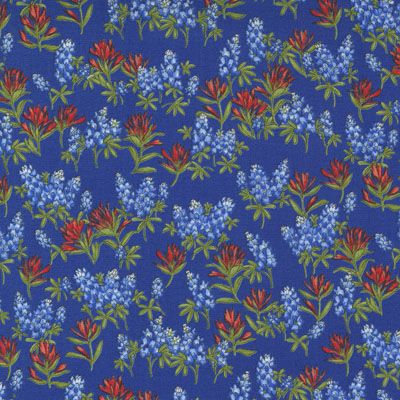 Wildflowers fabric: Bluebonnets Floral Blue (per 1/4 metre)