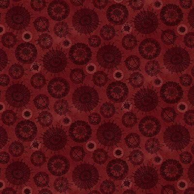 One S1ster Fabrics: Circles Wine (per 1/4 metre)