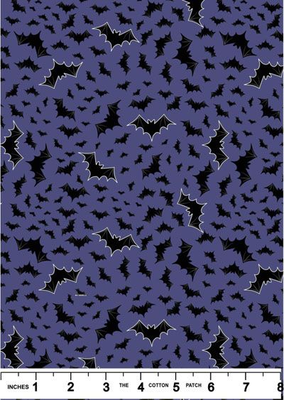 Castle Spooky Fabric: Bats on Blue Lewis and Irene