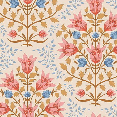 Tilda Windy Days fabric: Breeze Coral (per 1/4 metre)