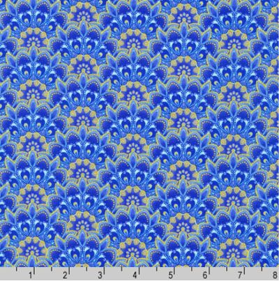 Jaikumari Fabric: Clamshells Aquamarine (per 1/4 metre)