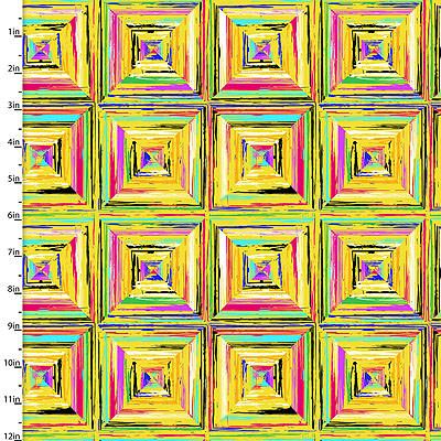 Dogs in the City fabric: Bright Squares Yellow (per 1/4 metre)