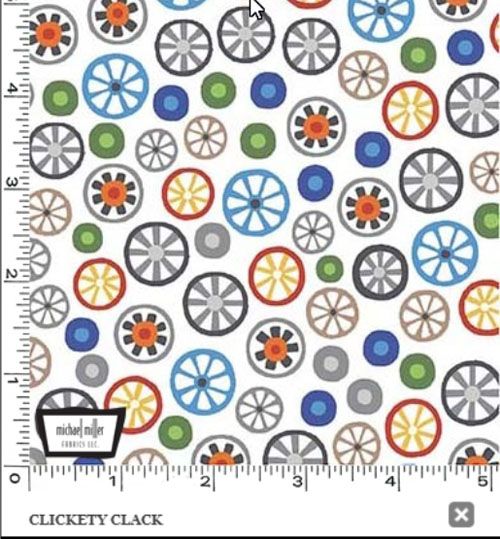 Trains fabric: Clickerty Clack, White