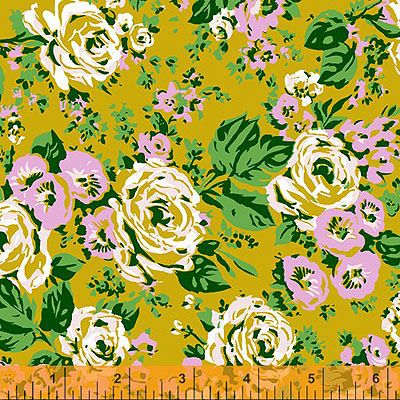 Posy Fabric: Bright Roses Olive (per 1/4 metre)