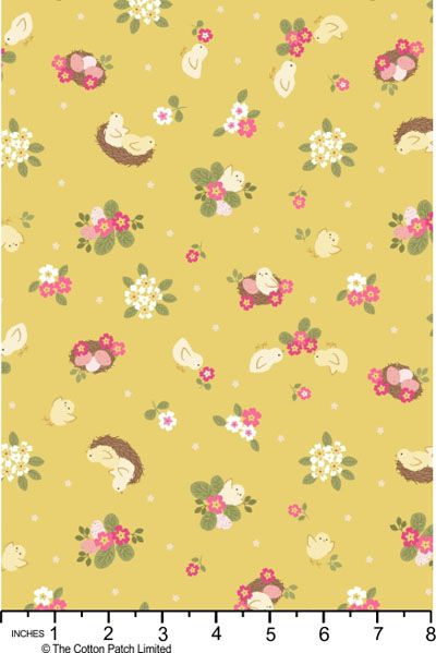 Spring Treats Fabric: Bunny Hop Yellow (per 1/4 metre)