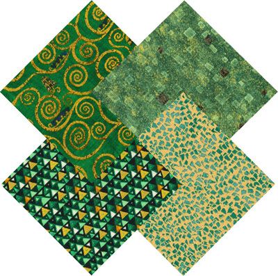 Gustav Klimt fabric: Emerald Fat Quarter Bundle