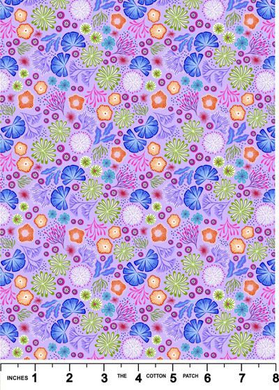 Ocean Glow Fabric Corals on Mauve (Glow in the Dark) Lewis and Irene