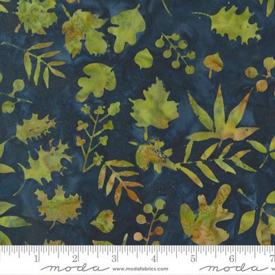 Bonfire Batik fabric: Leaves Midnight (per 1/4 metre)