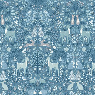 Foxwood Fabric Makower Dusk Nature Trail Blue