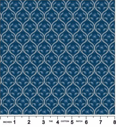 Brensham fabric: Floral Repeat on Dark Blue (per 1/4 metre)